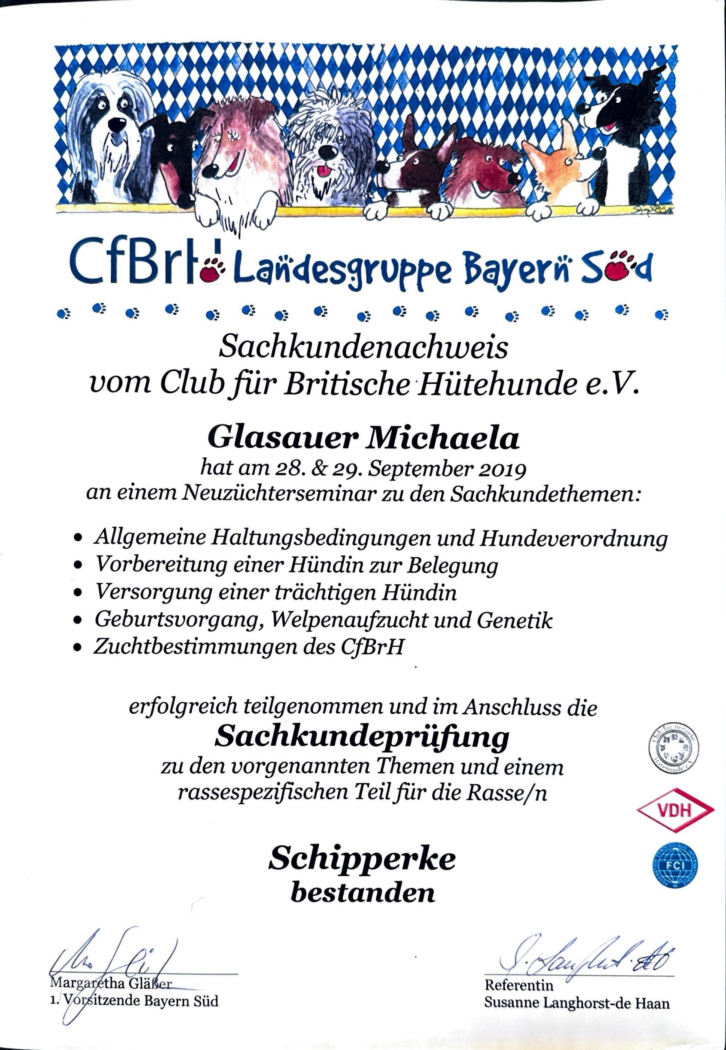 2-Tages-Neuzüchterseminar mit Prüfung, 2019