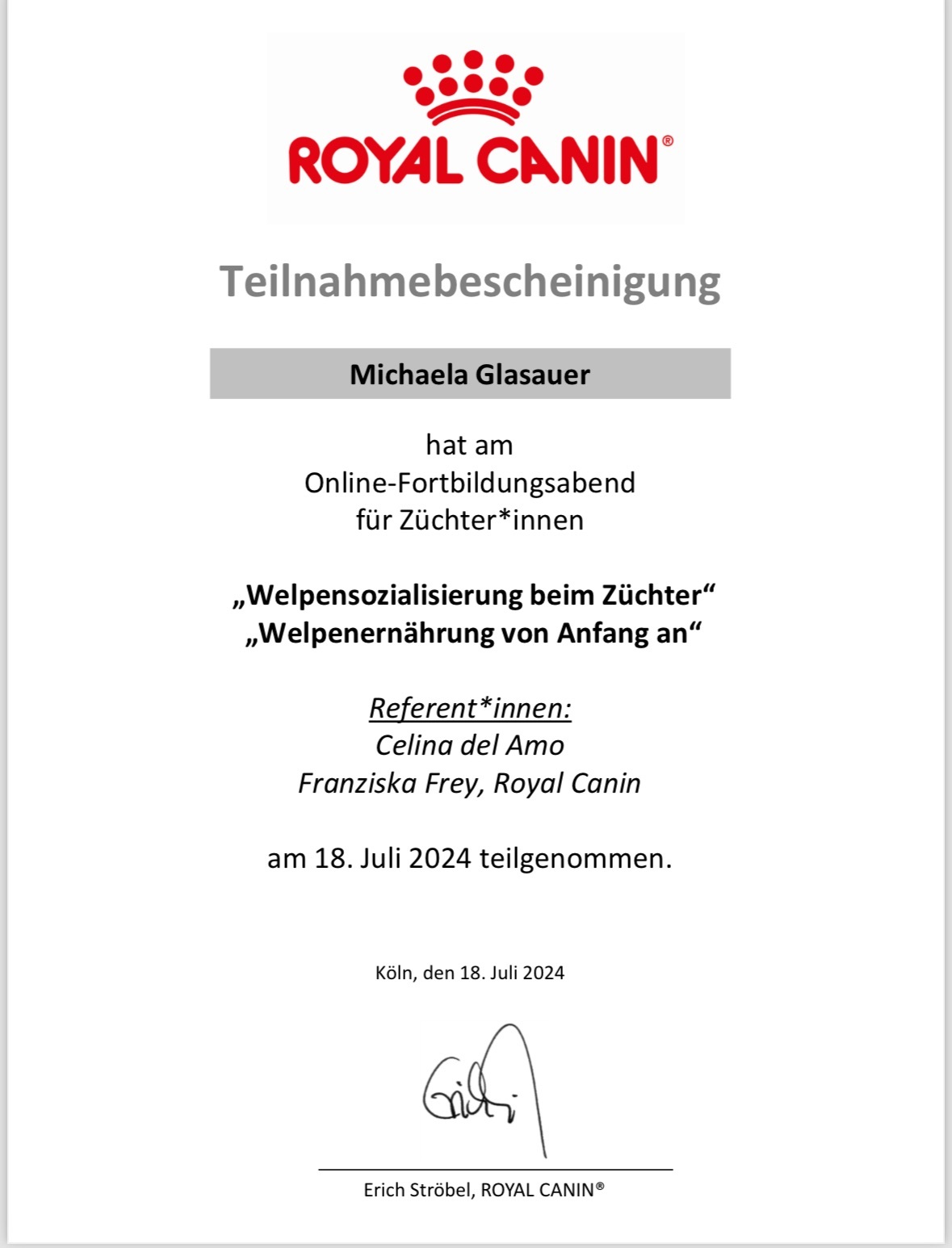 Welpensozialisierung und Welpenernährung, 2024
